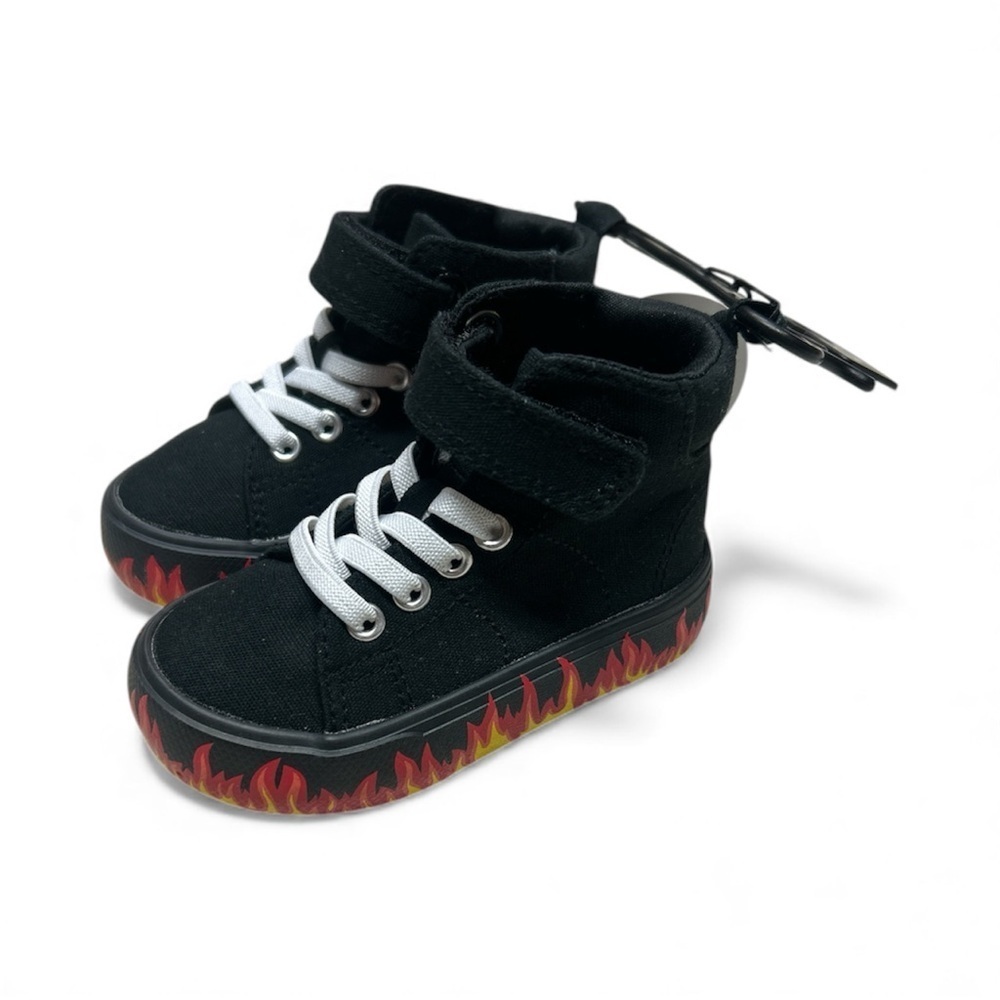 Wonder Nation Black Sneakers with Flame Design